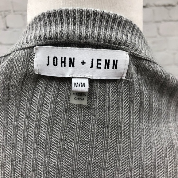 John and Jenn V Neck Ribbed Sweater Dress Size Medium Gray Bodycon - Picture 8 of 9